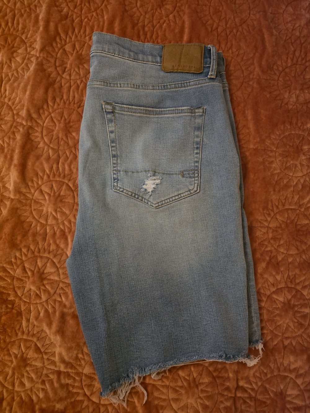 Aeropostale Light Blue Distressed Men’s Denim Shorts
